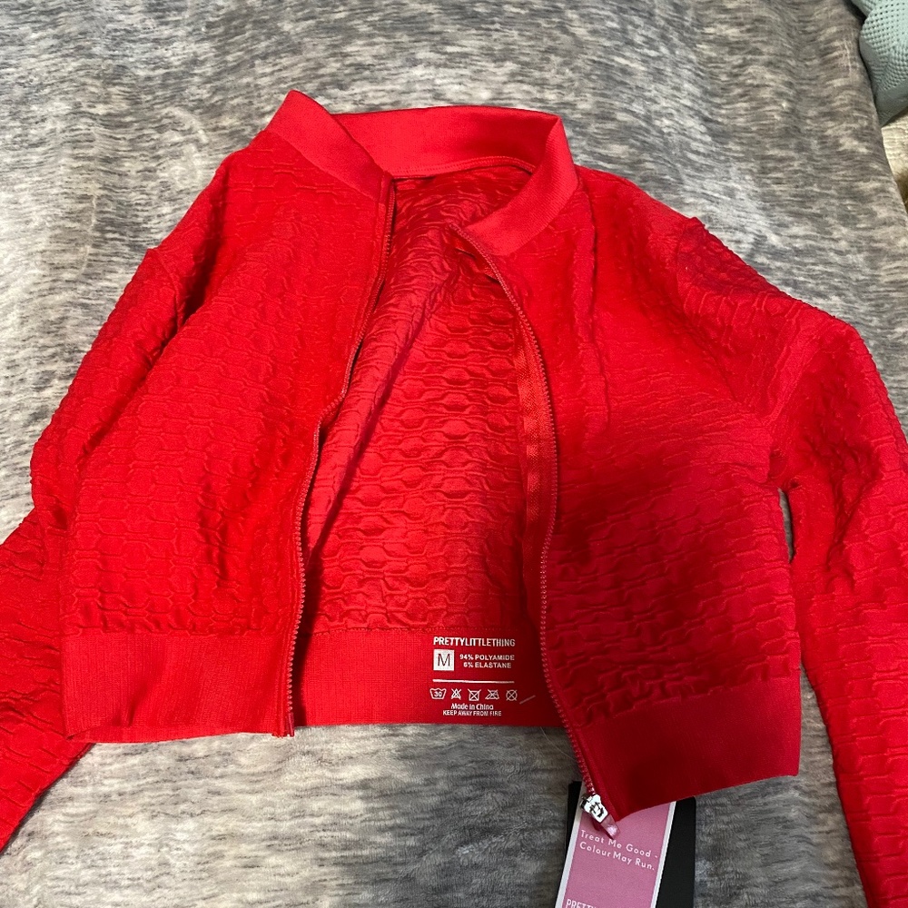 New pretty little thing red workout jacket